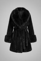 Jessica Bara Kahil Faux Fur Belted Coat