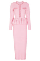 Jessica Bara Tesma Peplum Long Sleeve Knit Midi Dress