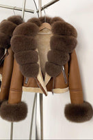 Jessica Bara Carosel Fur Leather Coat