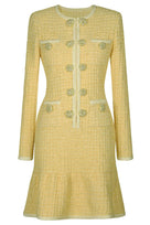 Jessica Bara Aprise Tweed Long Sleeve Mini Dress