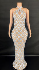 Jessica Bara Yassiera Halter Neck Crystal Gown