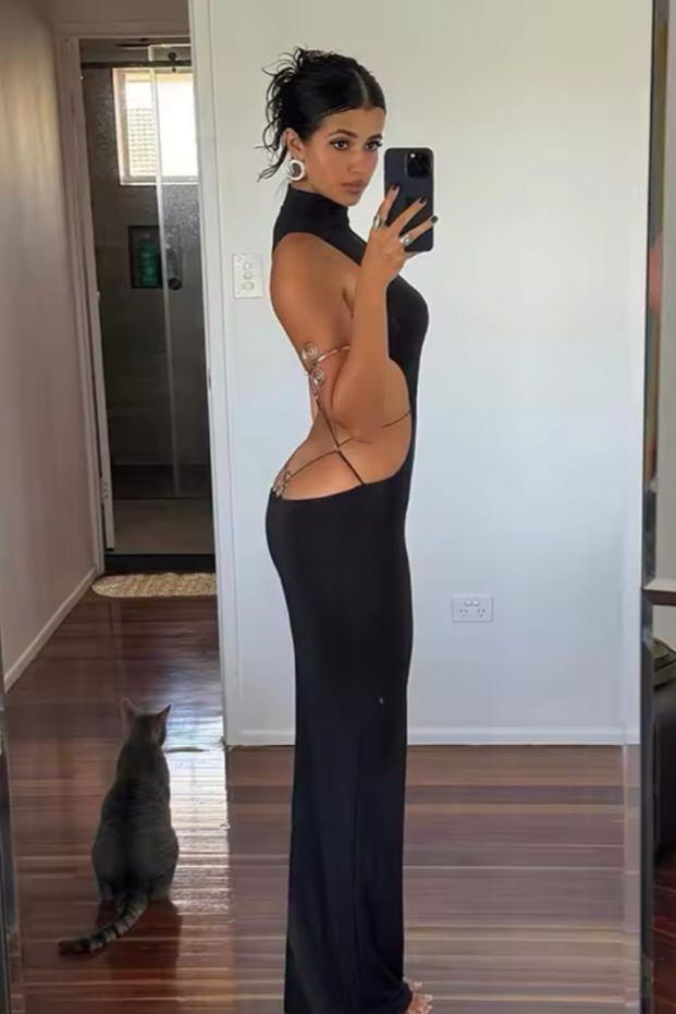 Jessica Bara Aurolan High Neck Backless Butterfly Maxi Dress JESSICA BARA Jessica Bara Aurolan High Neck Backless Butterfly Maxi Dress JESSICA BARA