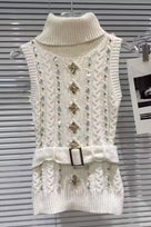 Jessica Bara Darshi Turtleneck Belted Top