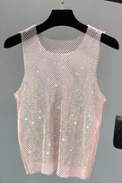 Jessica Bara Sagie Metallic Glitter See Through Top