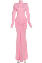 Jessica Bara Andesha Turtleneck Long Sleeve Backless Gown