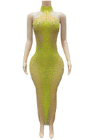 Jessica Bara Salome High Neck Halter Crystal Gown