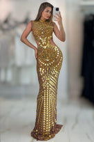 Jessica Bara Anya Sequin High Neck Gown