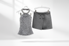 Jessica Bara Lily Crystal Feather Top and Mini Skirt Two Piece Set