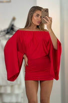 Jessica Bara Bora Off The Shoulder Bell Sleeve Mini Dress