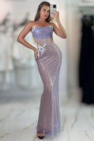 Jessica Bara Teshie Crystal Flower Mesh Gown