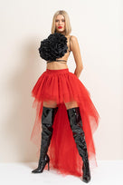 Jessica Bara Resan Ruffle High Low Mini Skirt