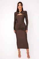 Jessica Bara Umfa Long Sleeve Ruched Maxi Dress