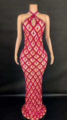 Jessica Bara Yassiera Halter Neck Crystal Gown