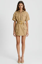 Jessica Bara Hosie Collared Belted Cargo Mini Dress