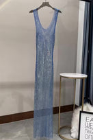 Jessica Bara Amelia Metallic Glitter See Through Maxi Dress