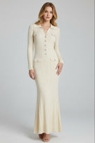 Jessica Bara Gannel Long Sleeve Collared Maxi Dress
