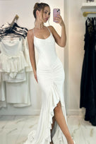 Jessica Bara Azulan Ruched Backless Gown