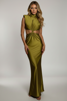Jessica Bara Mariette High Neck Cut Out Maxi Dress
