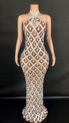 Jessica Bara Yassiera Halter Neck Crystal Gown