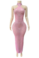Jessica Bara Salome High Neck Halter Crystal Gown