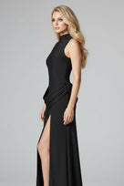 Jessica Bara Rojan High Neck Slit Gown