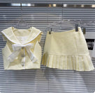 Jessica Bara Tonnie Tweed Bow Top And Mini Skirt Two Piece Set