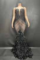 Jessica Bara Hannie Crystal Feather Maxi Dress
