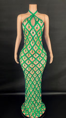 Jessica Bara Yassiera Halter Neck Crystal Gown