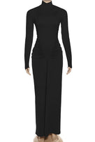 Jessica Bara Tenna Long Sleeve High Neck Ruched Maxi Dress