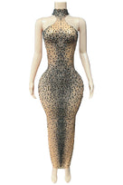 Jessica Bara Salome High Neck Halter Crystal Gown