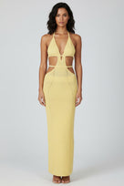 Jessica Bara Katana Crochet Halter Cut Out Maxi Dress