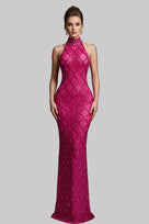Jessica Bara Yasmeen Crystal Mesh Maxi Dress