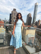 Jessica Bara Ezra Long Lace Dress With Belt As seen on Lizzy Savetsky