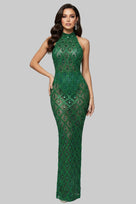 Jessica Bara Yasmeen Crystal Mesh Maxi Dress