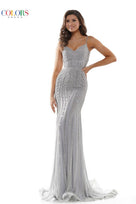 Colors Dress Beaded Fit and Flare Maxi Dress