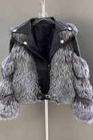 Jessica Bara Rizza Long Sleeve Leather Fur Belted Coat