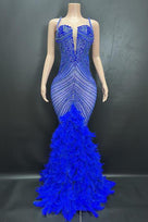Jessica Bara Hannie Crystal Feather Maxi Dress