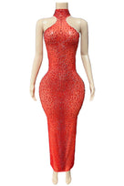 Jessica Bara Salome High Neck Halter Crystal Gown