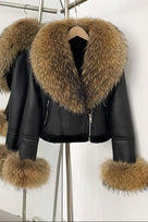 Jessica Bara Carosel Fur Leather Coat