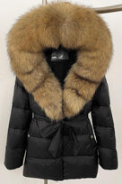 Jessica Bara Desira Fur Hooded Belted Coat