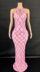 Jessica Bara Yassiera Halter Neck Crystal Gown