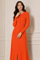 Jessica Bara Sesie Long Sleeve Knit Maxi Dress