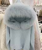 Jessica Bara Rialie Fur Hood Knit Zip Up Sweater