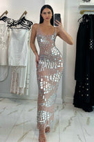 Jessica Bara Via Crystal Mirrored Sequin Gown