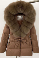 Jessica Bara Desira Fur Hooded Belted Coat