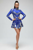 Jessica Bara Zambeya Sequin Long Sleeve High Neck Mini Dress