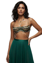 Jessica Bara Arida Chain Crystal Beaded Top