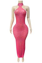 Jessica Bara Salome High Neck Halter Crystal Gown