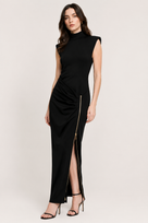 Jessica Bara Zelar Turtleneck Zipped Up Slit Maxi Dress