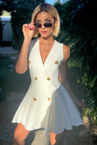 Jessica Bara Delly 2 Gold Button Mini Dress